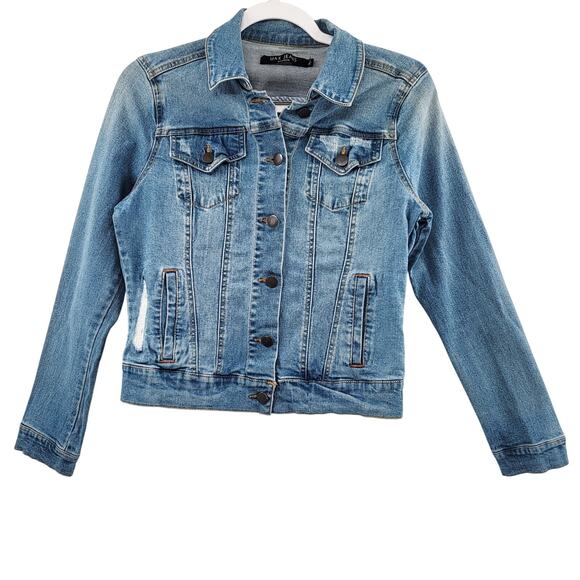 Max Jeans Blue Medium Wash Button-Up Denim Jean Trucker Jacket Women's Size S - Picture 1 of 9